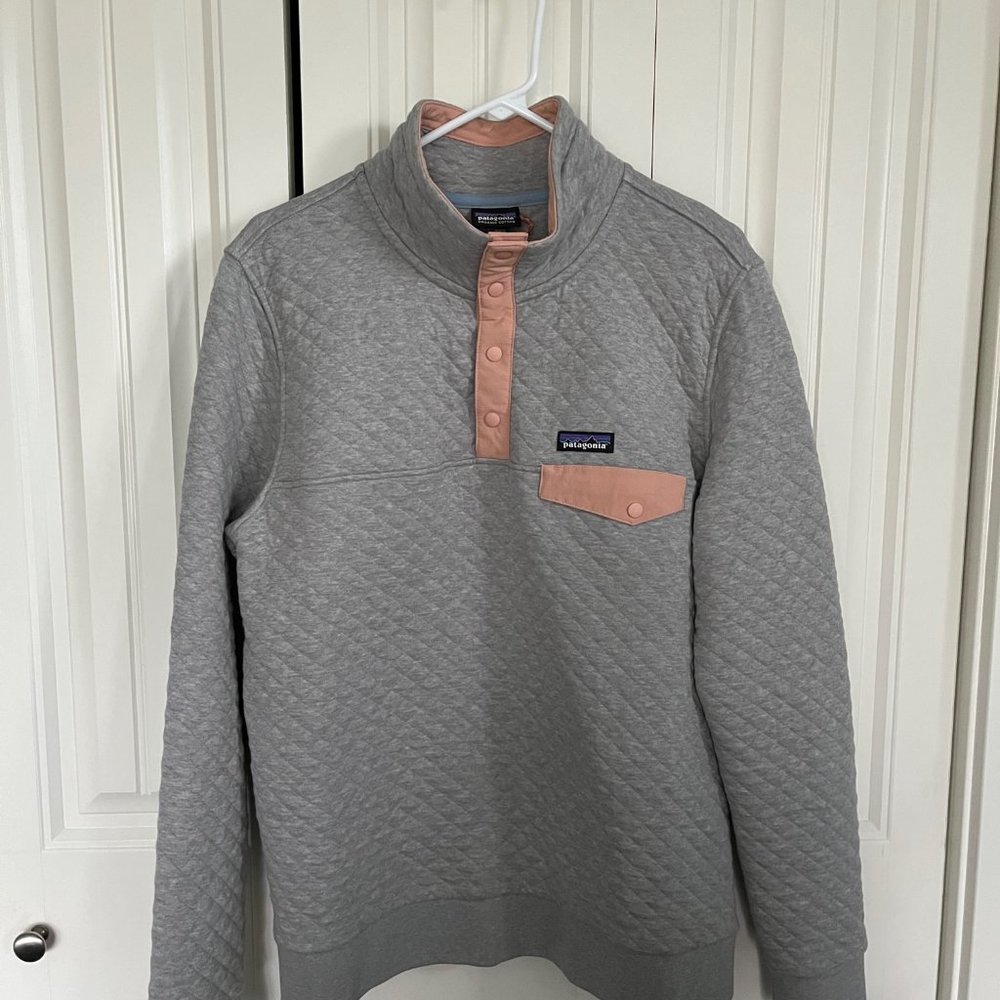 Women's Organic Cotton Quilt Snap-T Pullover Drifter Grey with Scotch Pink